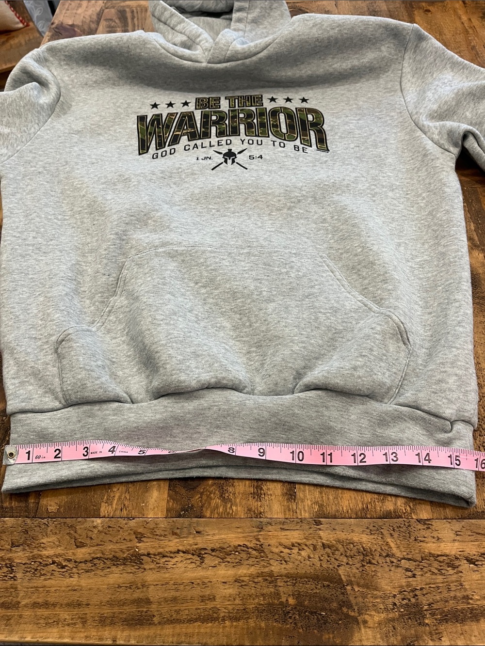 “Be The Warrior God Called You To Be” Heathered Grey Graphic Hoodie - Picture 6 of 9